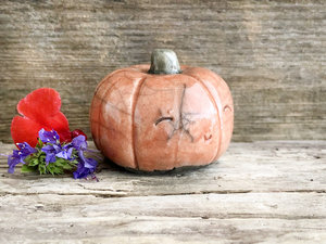 Pumpkin nature guardian spirit statue for Halloween, Samhain, fall, autumn