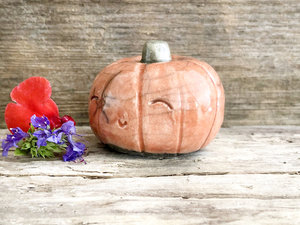 Pumpkin nature guardian spirit statue for Halloween, Samhain, fall, autumn