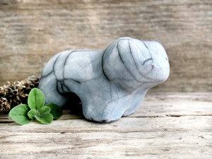 Winter bear guardian nature spirit sculpture | Shinto shrine, shamanism totem statue