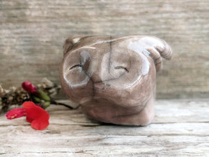 Winter rabbit nature spirit guardian sculpture | Shinto shamanism raku statue