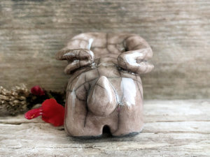 Winter rabbit nature spirit guardian sculpture | Shinto shamanism raku statue