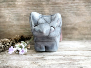 Joyful winter kitsune fox kami nature spirit | Shinto shamanism raku sculpture