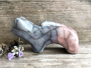 Joyful winter kitsune fox kami nature spirit | Shinto shamanism raku sculpture