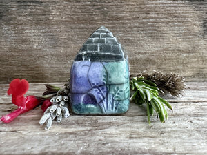 Tiny winter woodland fairie cottage spirit house raku ceramic sculpture