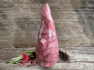 Winter solstice, Christmas, yule gnome spirit raku sculpture (red)