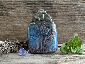 Tiny winter fairie cottage spirit house raku ceramic sculpture