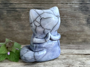 Gentle kitsune moon fox kami nature spirit raku statue | Shinto Inari, shamanism