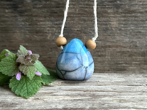 Little raindrop ceramic pendant w/ sandalwood | Shinto, shamanism guardian spirit