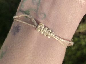 RESERVED: Jizo purple bead raku talisman bracelet with sandalwood & adjustable eco hemp