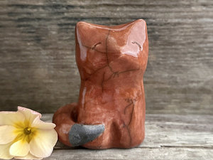 Autumn fire kitsune fox raku sculpture | Shinto Inari, shamanism totem