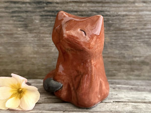 Autumn fire kitsune fox raku sculpture | Shinto Inari, shamanism totem