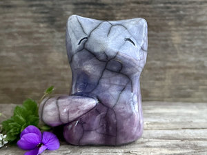 Night moon kitsune fox raku sculpture | Shinto Inari, shamanism totem