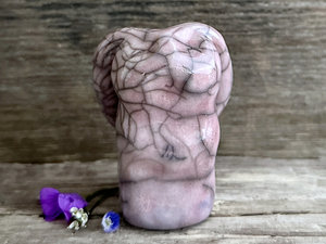 Gentle rabbit kami spirit guardian sculpture | Shinto shamanism raku bunny figure
