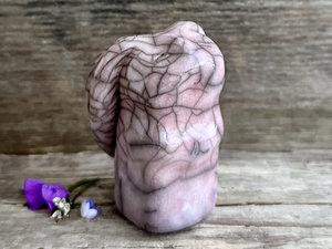 Gentle rabbit kami spirit guardian sculpture | Shinto shamanism raku bunny figure