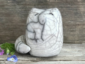 Happy chonky fox kitsune kami raku sculpture | Shinto Inari, shamanism totem