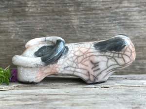 Quiet calico cat kami sculpture | nature spirit guardian figure, Shinto, shamanism
