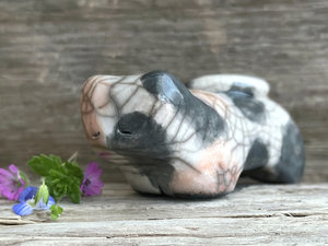 Quiet calico cat kami sculpture | nature spirit guardian figure, Shinto, shamanism