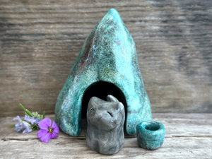 Kitsune fox spirit kami nature shrine | Shinto Inari sculpture, shamanism totem