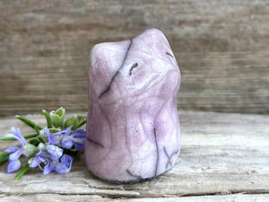 Purple pocket fox kitsune kami raku sculpture | Shinto Inari kamidana, shamanism statue
