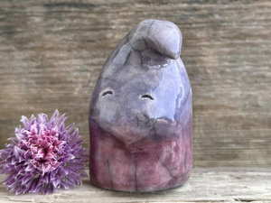 Sleepy evening gnome spirit raku guardian sculpture | Shinto shamanism statue