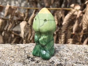 Leaf baby kami nature tree spirit raku statue | Shinto shrine, shamanism sculpture