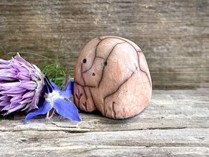 Tiny nature spirit friend (peach) | Shinto talisman sculpture, shamanism guardian statue