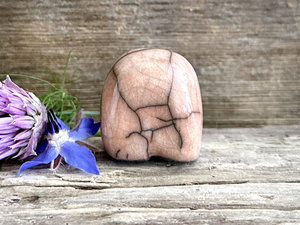 Tiny nature spirit friend (peach) | Shinto talisman sculpture, shamanism guardian statue
