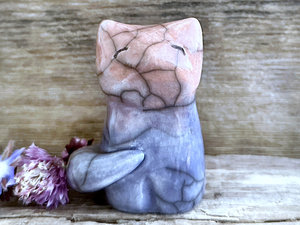 Gentle dawn kitsune fox raku sculpture | Shinto Inari, shamanism totem
