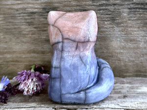 Gentle dawn kitsune fox raku sculpture | Shinto Inari, shamanism totem