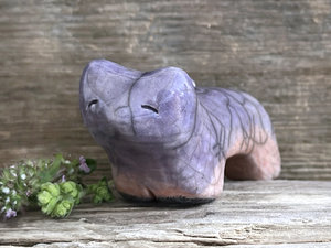 Peaceful dusk kitsune fox kami nature spirit raku statue | Shinto shamanism sculpture
