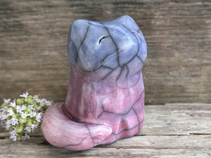 Quiet evening kitsune fox raku sculpture | Shinto Inari, shamanism totem