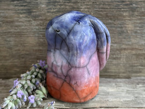 Dawn rabbit kami spirit guardian sculpture | Shinto shamanism raku bunny figure