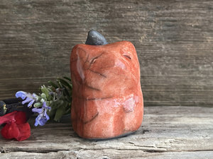 Autumn kitsune fox kami raku statue | Shinto Inari kamidana, shamanism sculpture