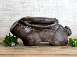 Winter rabbit nature spirit guardian sculpture | Shinto shamanism raku statue