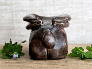 Winter rabbit nature spirit guardian sculpture | Shinto shamanism raku statue