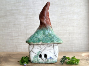 Tree house rustic cottage sculpture | Shinto, shamanism, wabi-sabi fairie spirit house