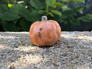 Pumpkin kami spirit sculpture for Halloween, Samhain | jack o'lantern decoration