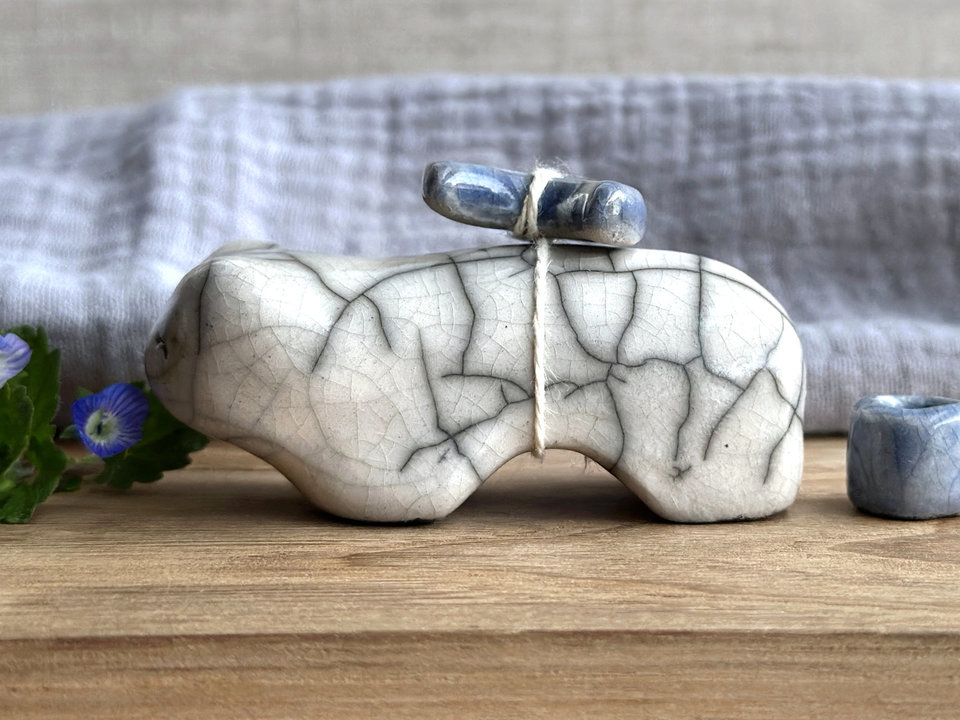 Moon bear guardian spirit raku statue | Shinto kamidana shrine sculpture, shamanism