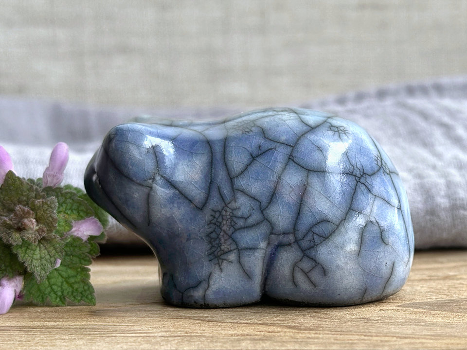 Rain bear guardian nature spirit raku statue | Shinto shamanism sculpture