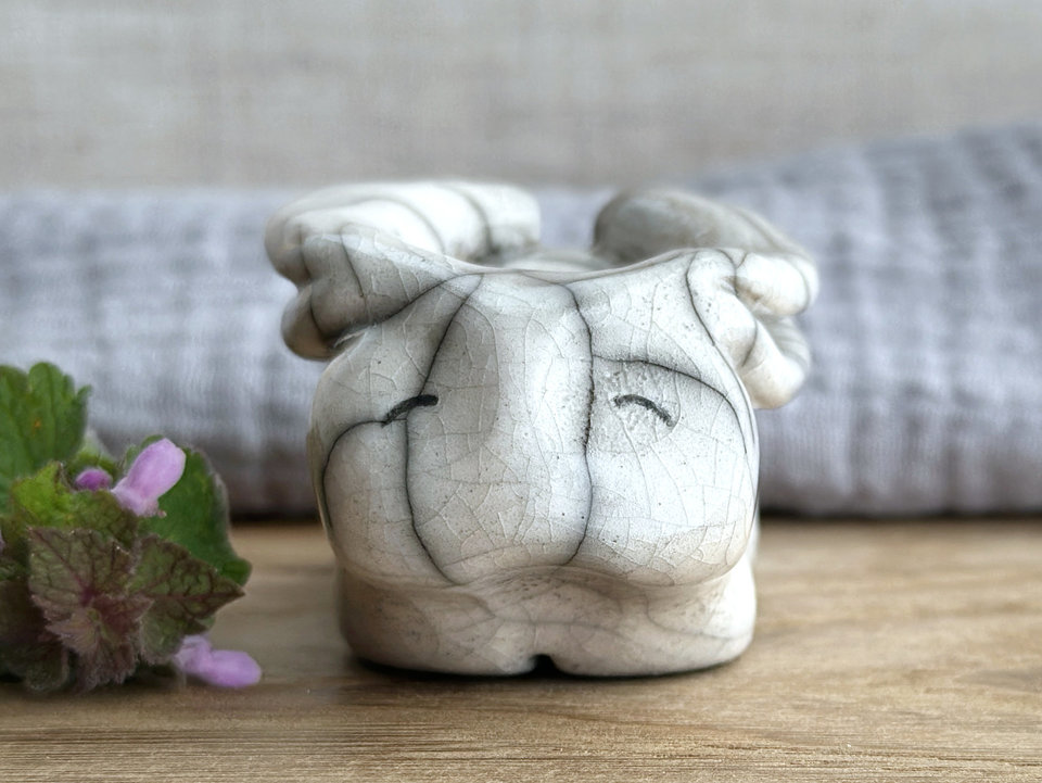 RESERVED: Happy white rabbit nature spirit guardian sculpture | Shinto kamidana, shamanism totem