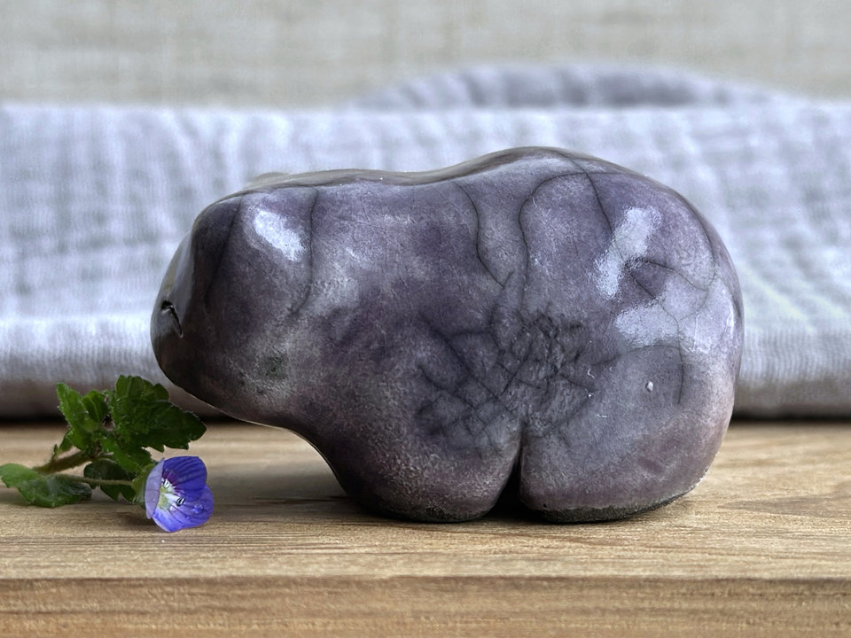 Night cloud bear guardian nature spirit raku statue | Shinto shamanism sculpture