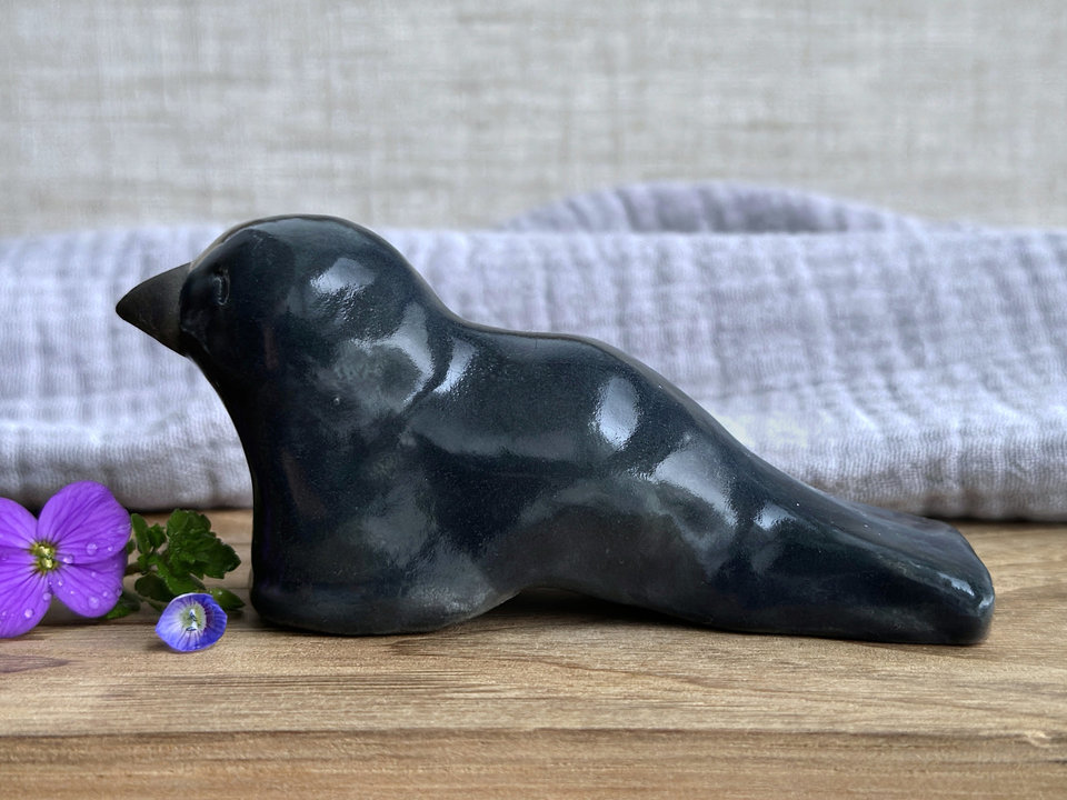 Magical raven kami nature spirit sculpture | Shinto shamanism crow totem