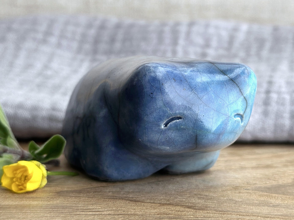 Water bear guardian nature spirit raku statue | Shinto shamanism sculpture