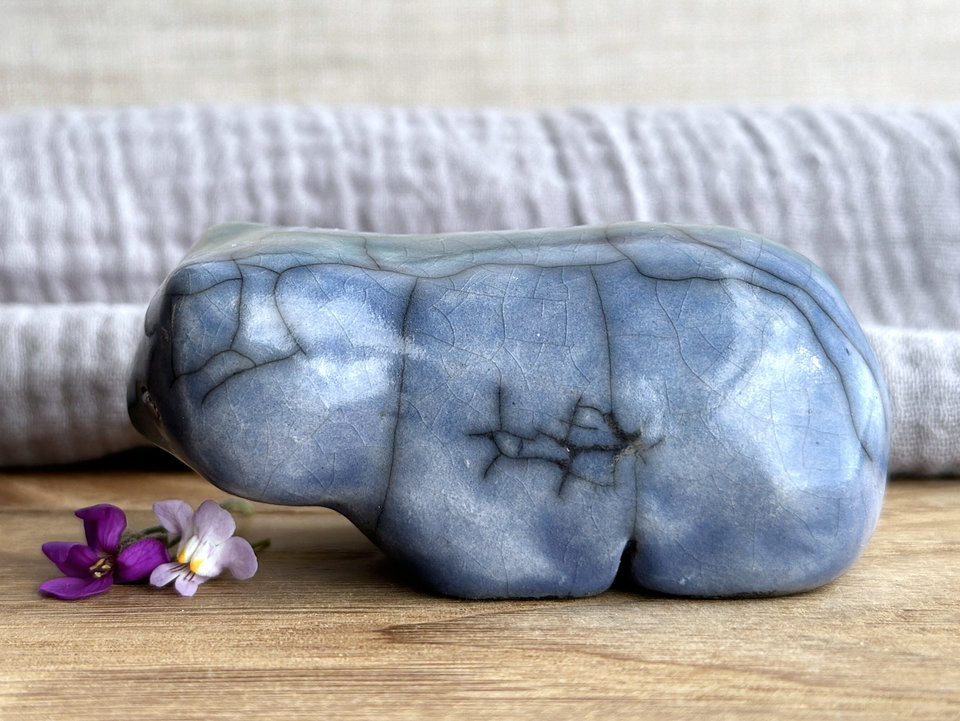 Earth bear guardian nature spirit raku statue | Shinto shamanism sculpture