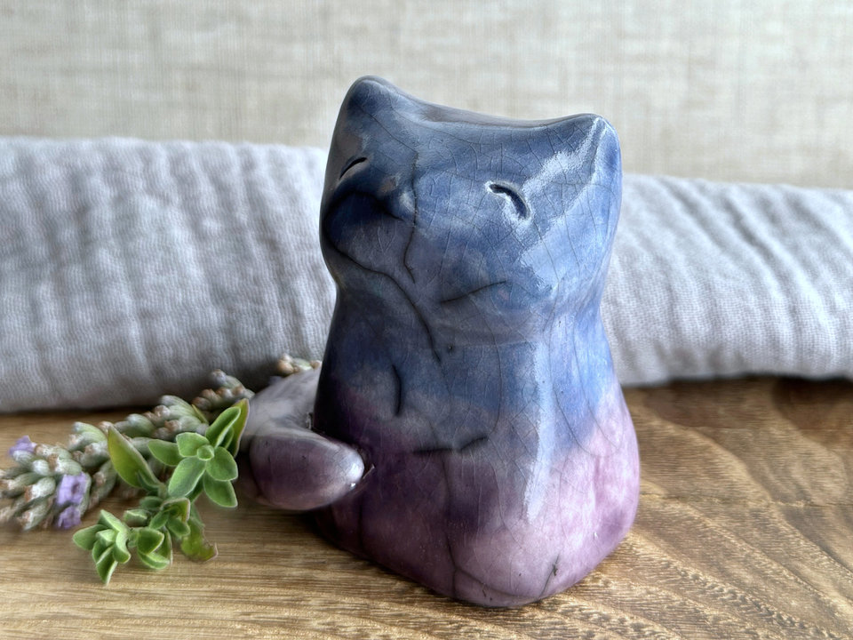 Quiet night kitsune fox raku sculpture | Shinto Inari, shamanism totem