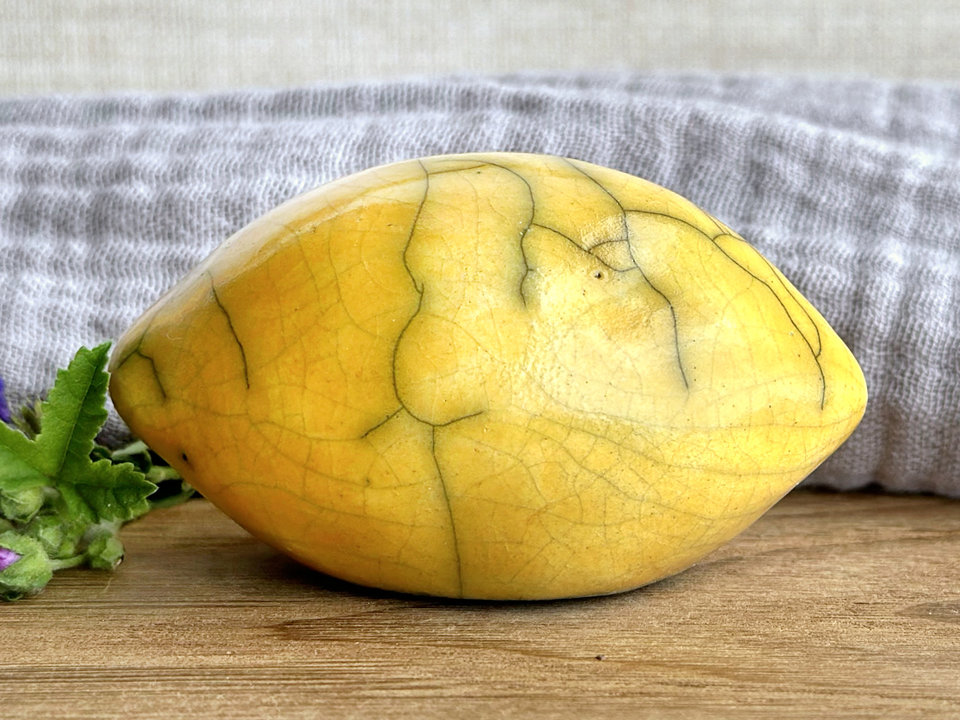 Happy lemon nature spirit sculpture | Shinto statue, shamanism totem