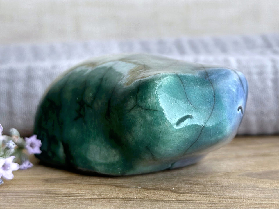 Earth bear guardian nature spirit raku statue | Shinto shamanism sculpture