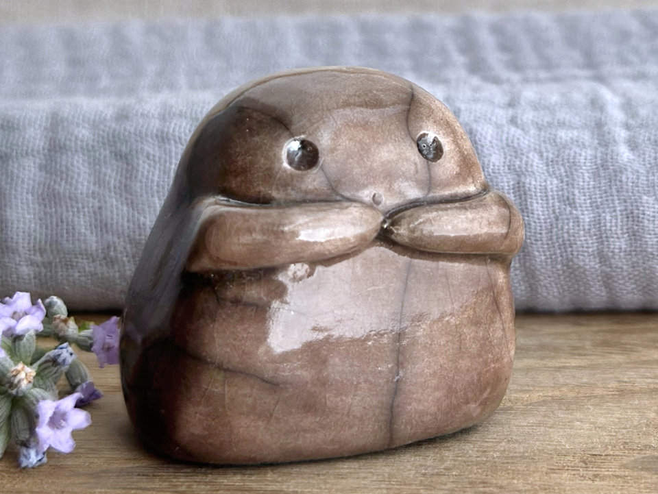Autumn kodama nature & tree spirit kami sculpture | Shinto guardian, shamanism totem statue