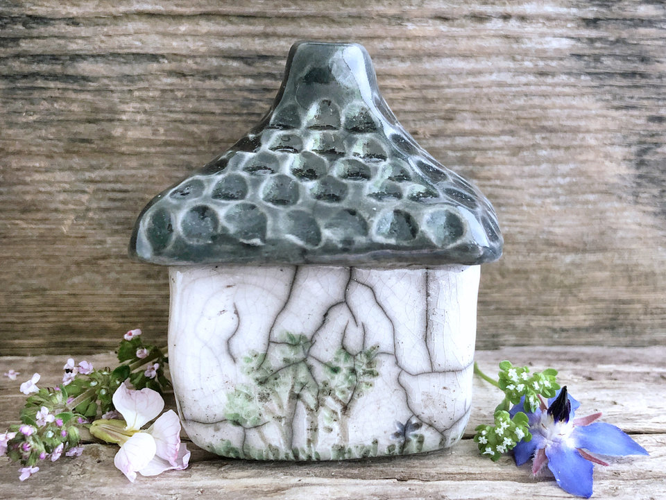 Garden cottage, ceramic spirit & fairie house for shrine, altar