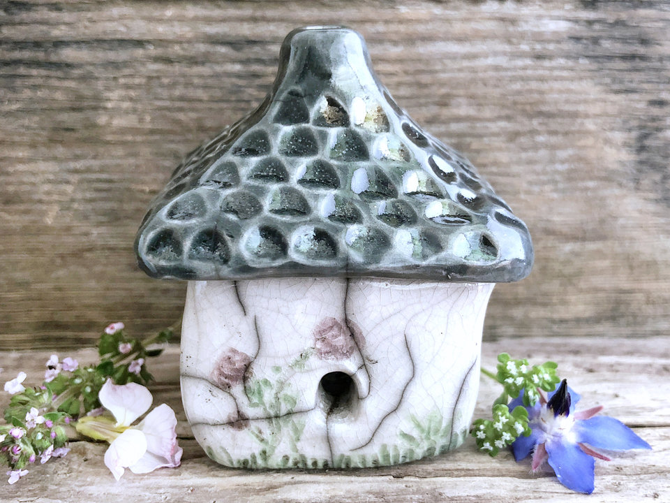 Garden cottage, ceramic spirit & fairie house for shrine, altar